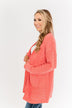 Have My Heart Velvet Chenille Cardigan- Coral