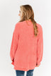 Have My Heart Velvet Chenille Cardigan- Coral