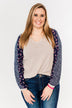 Lovely Little Thing Long Sleeve Top- Taupe and Navy