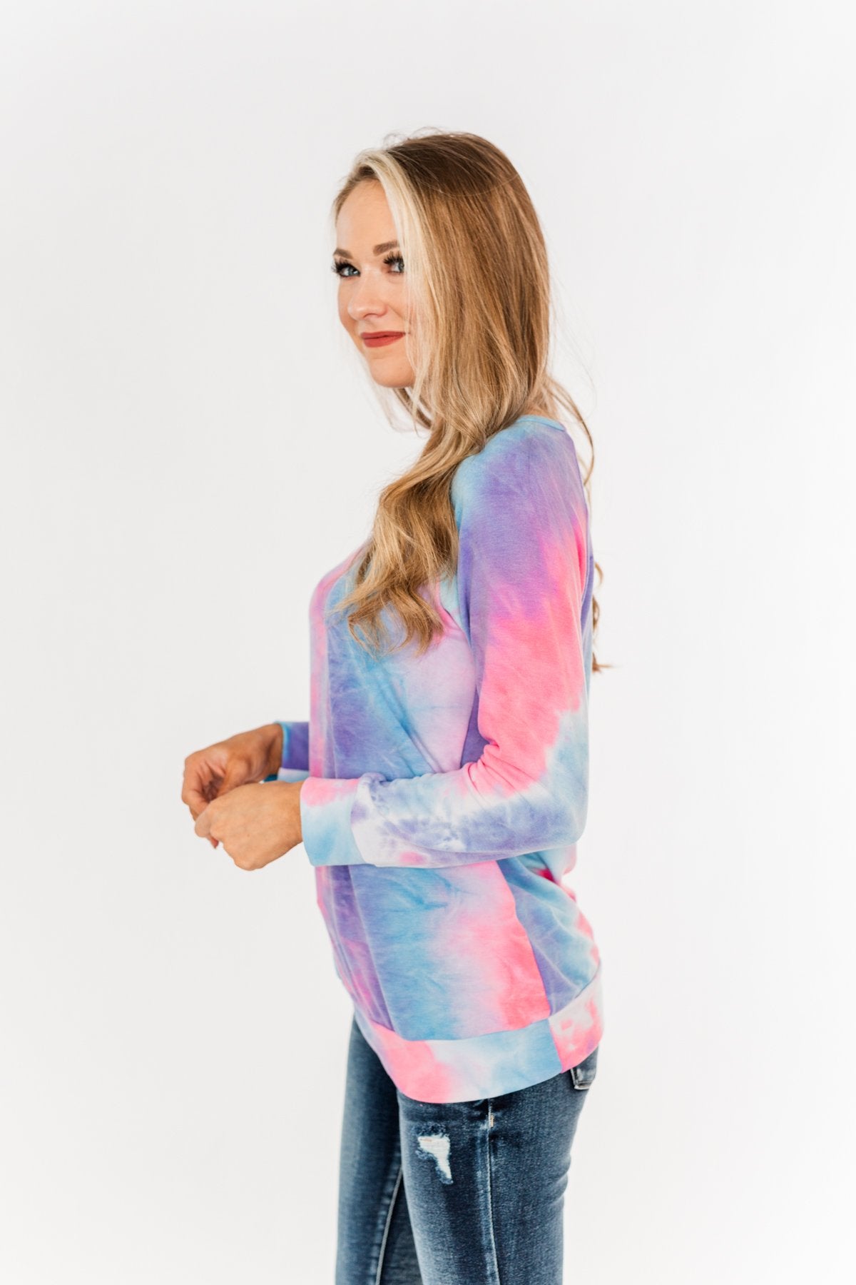 Searching For Sunshine Tie Dye Top- Purple, Blue, Neon Pink