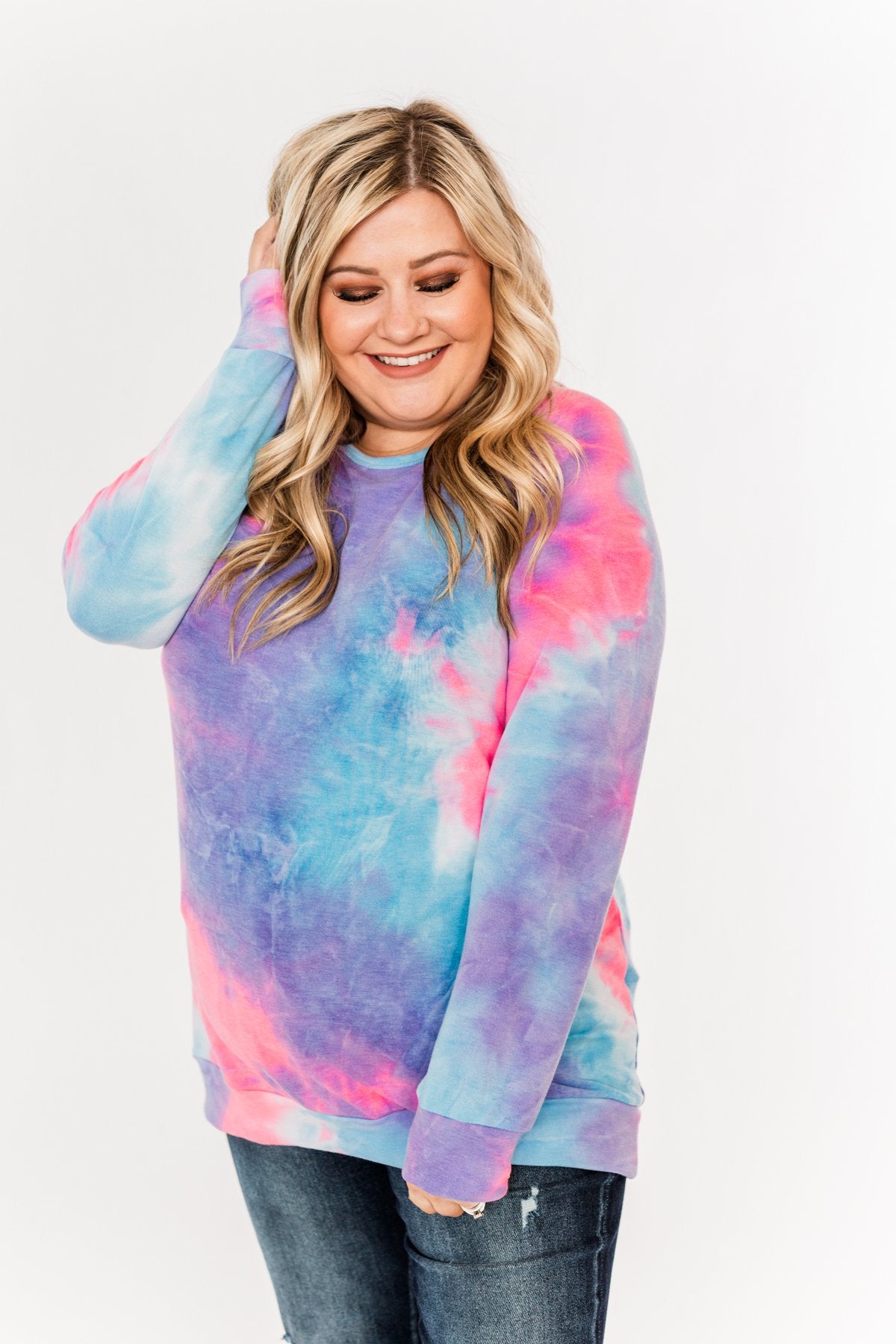 Searching For Sunshine Tie Dye Top- Purple, Blue, Neon Pink