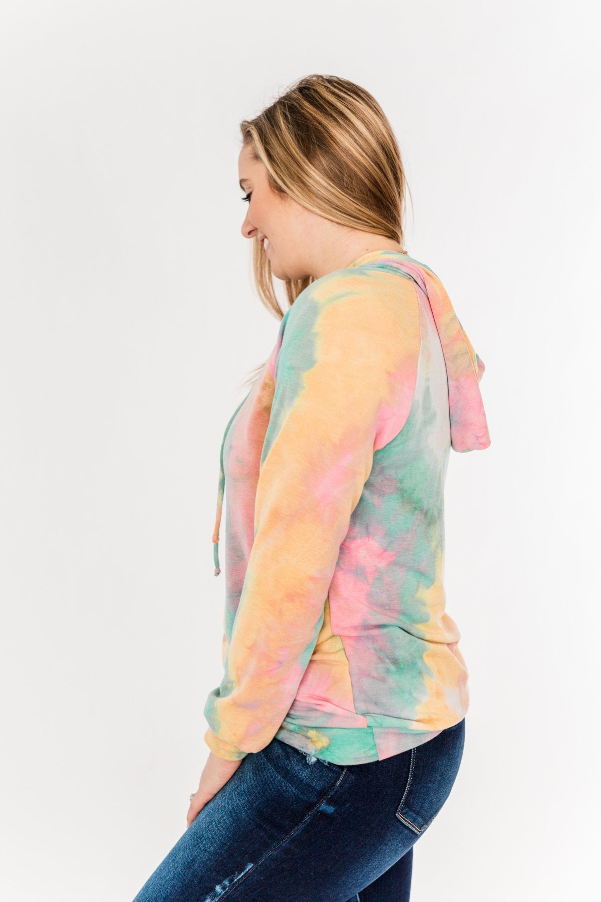 Colorful Mornings Drawstring Hoodie- Multi-Color