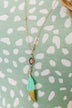 Beautifully Me Feather Pendant Necklace- Mint Blue & Gold