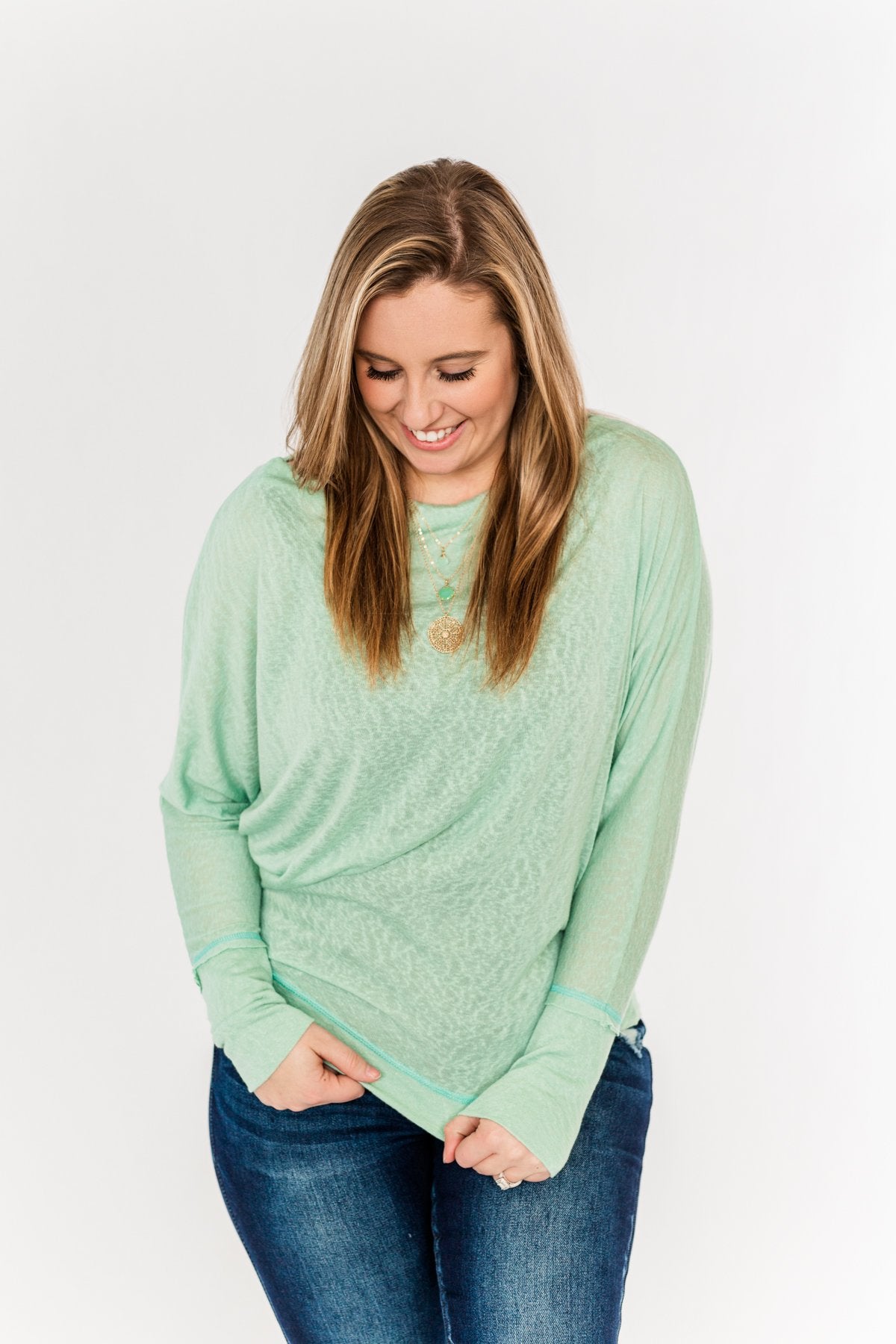 Hometown Cutie Lightweight Dolman Top- Mint