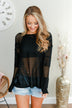 Love Like Crazy Open Knit Sweater- Black