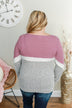 Let Me Shine Color Block Top- Purple, Ivory & Heather Grey