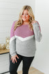 Let Me Shine Color Block Top- Purple, Ivory & Heather Grey