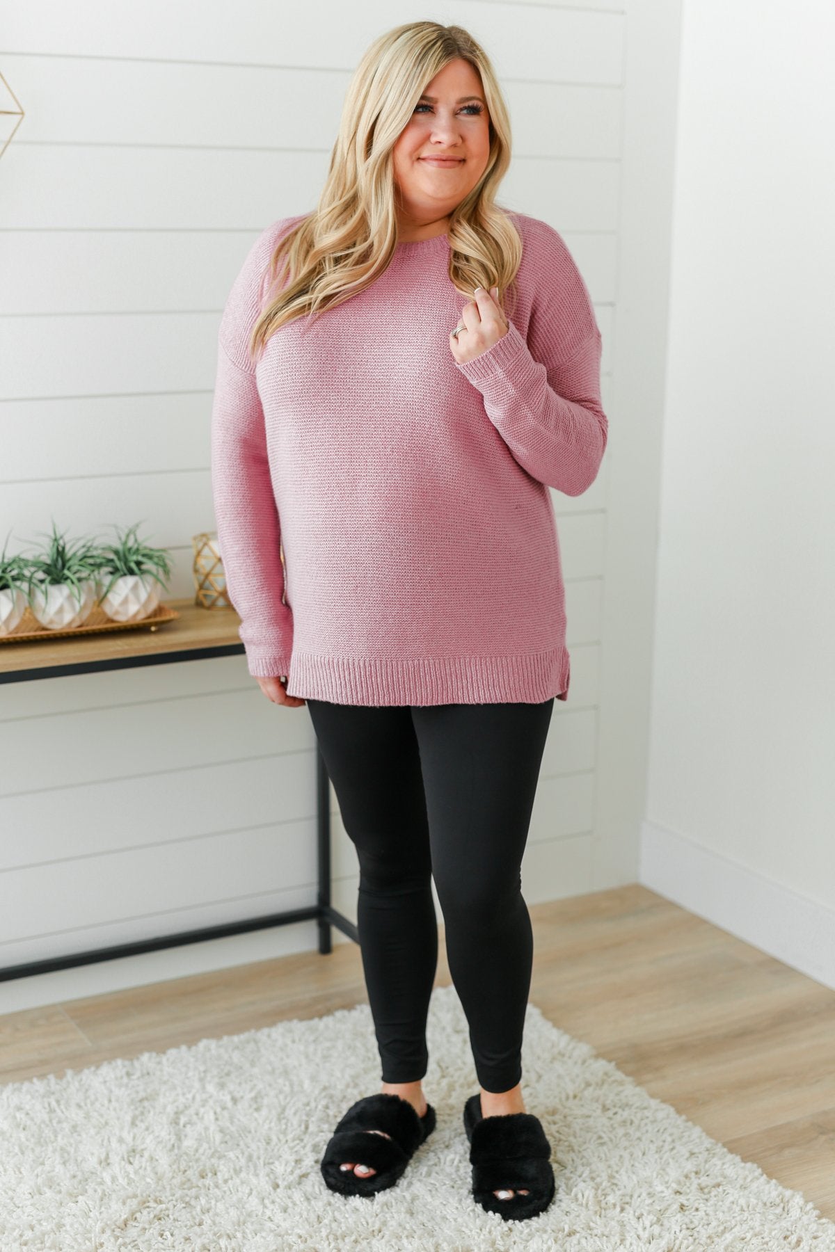 Reaching Out To You Knit Sweater- Dusty Pink