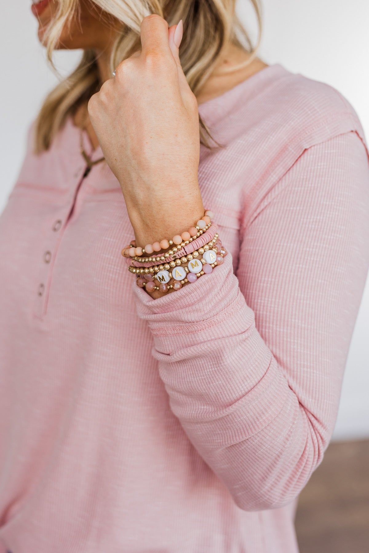 Loving My "Mama" 6-Piece Bracelet Set- Blush