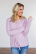 Loving You Thermal Button Knot Top- Lavender