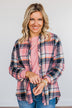 Lovely Seeing You Button Down Flannel- Pink