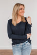 Call Me Soon Long Sleeve Top- Navy