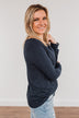 Call Me Soon Long Sleeve Top- Navy