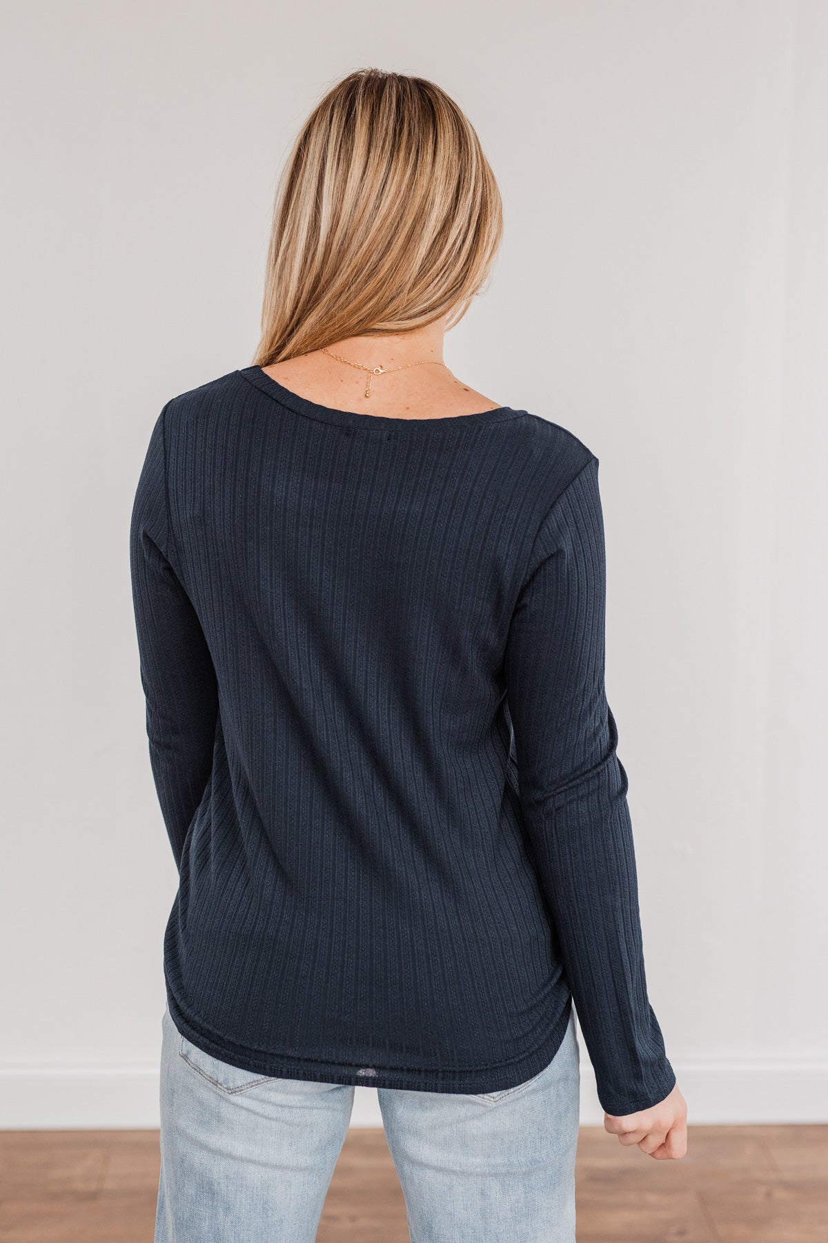 Call Me Soon Long Sleeve Top- Navy