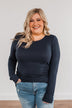 Call Me Soon Long Sleeve Top- Navy