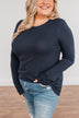 Call Me Soon Long Sleeve Top- Navy