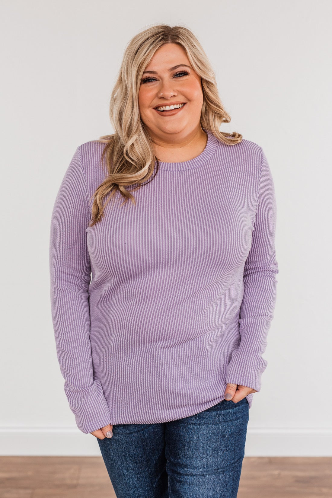 All Is Good Ribbed Long Sleeve Top- Lilac