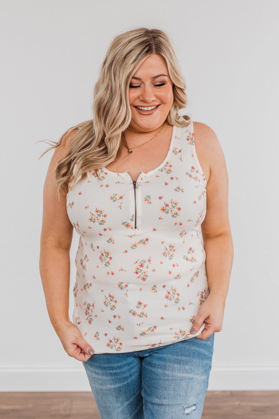 Walking Through Life Floral Tank Top- Ivory