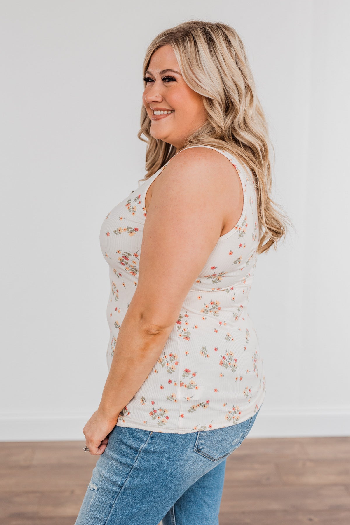 Walking Through Life Floral Tank Top- Ivory