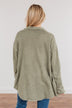 Life Is What You Make It Button Pocket Top- Olive