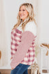 Happy Life Sherpa Pullover- Pink & Ivory