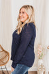 Slowing Things Down Pocket Long Sleeve Top- Navy