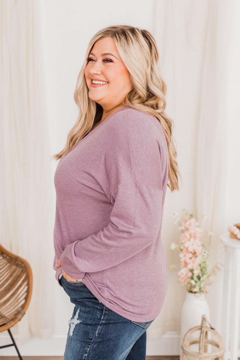 Where Is The Love Long Sleeve Top- Lavender