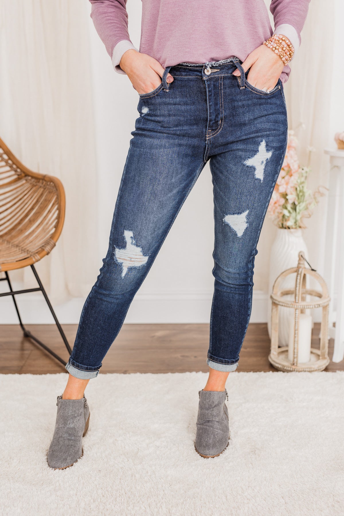 KanCan High-Rise Skinny Jeans- Dark Harriette Wash