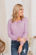 Rise To The Top Long Sleeve Henley Top- Lavender