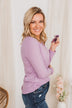 Rise To The Top Long Sleeve Henley Top- Lavender