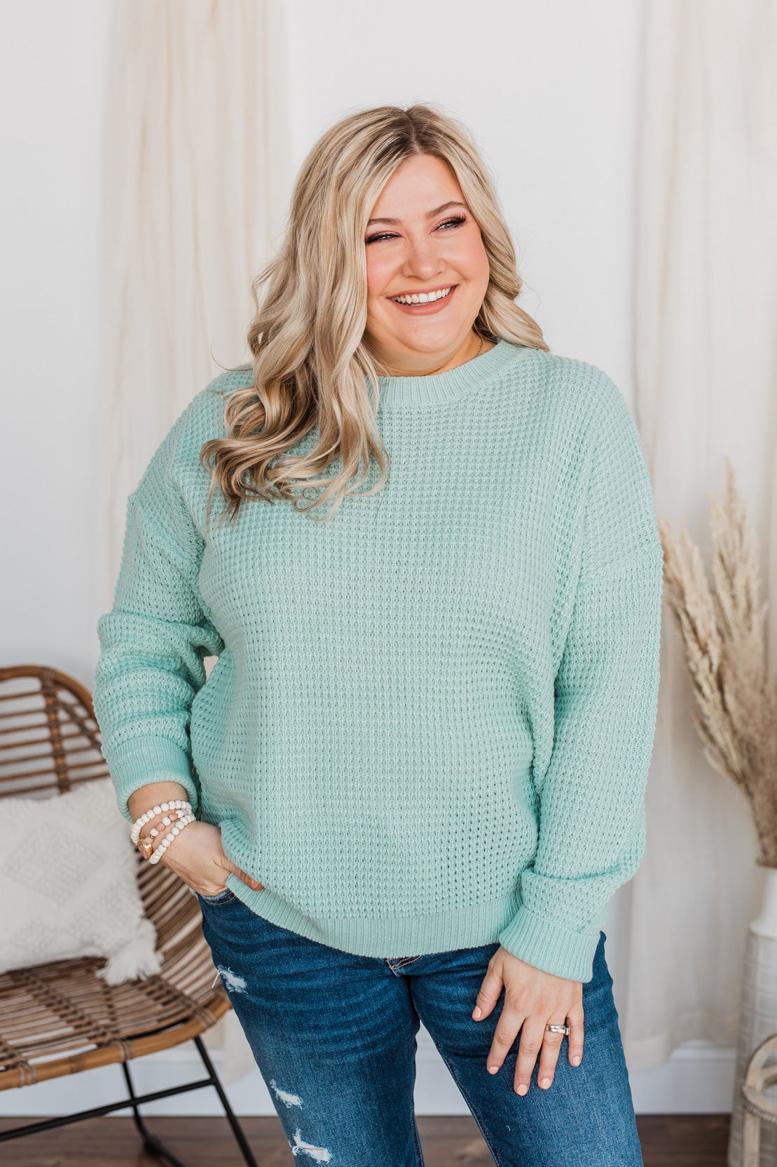 Captivating In Color Knit Sweater- Mint