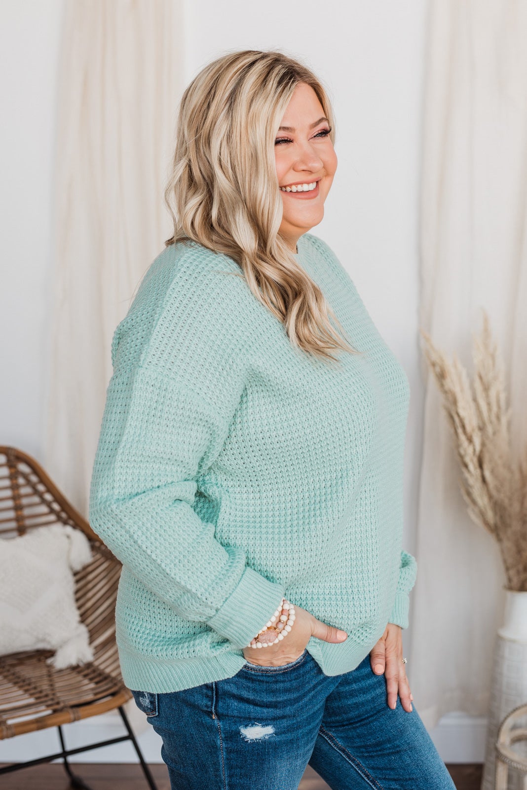Captivating In Color Knit Sweater- Mint