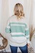 Showering Affections Striped Sweater- Ivory & Teal
