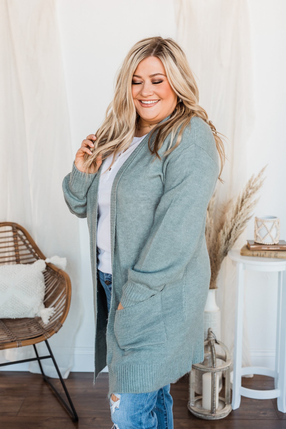 Talk Of The Town Long Knit Cardigan- Teal