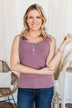 Uplifting Spirits Button Henley Tank Top- Grape