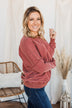 Pulse Basics Notice Me Crew Neck Pullover- Brick