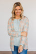 Tell Me Anything Button Down Plaid Top- Coral & Teal