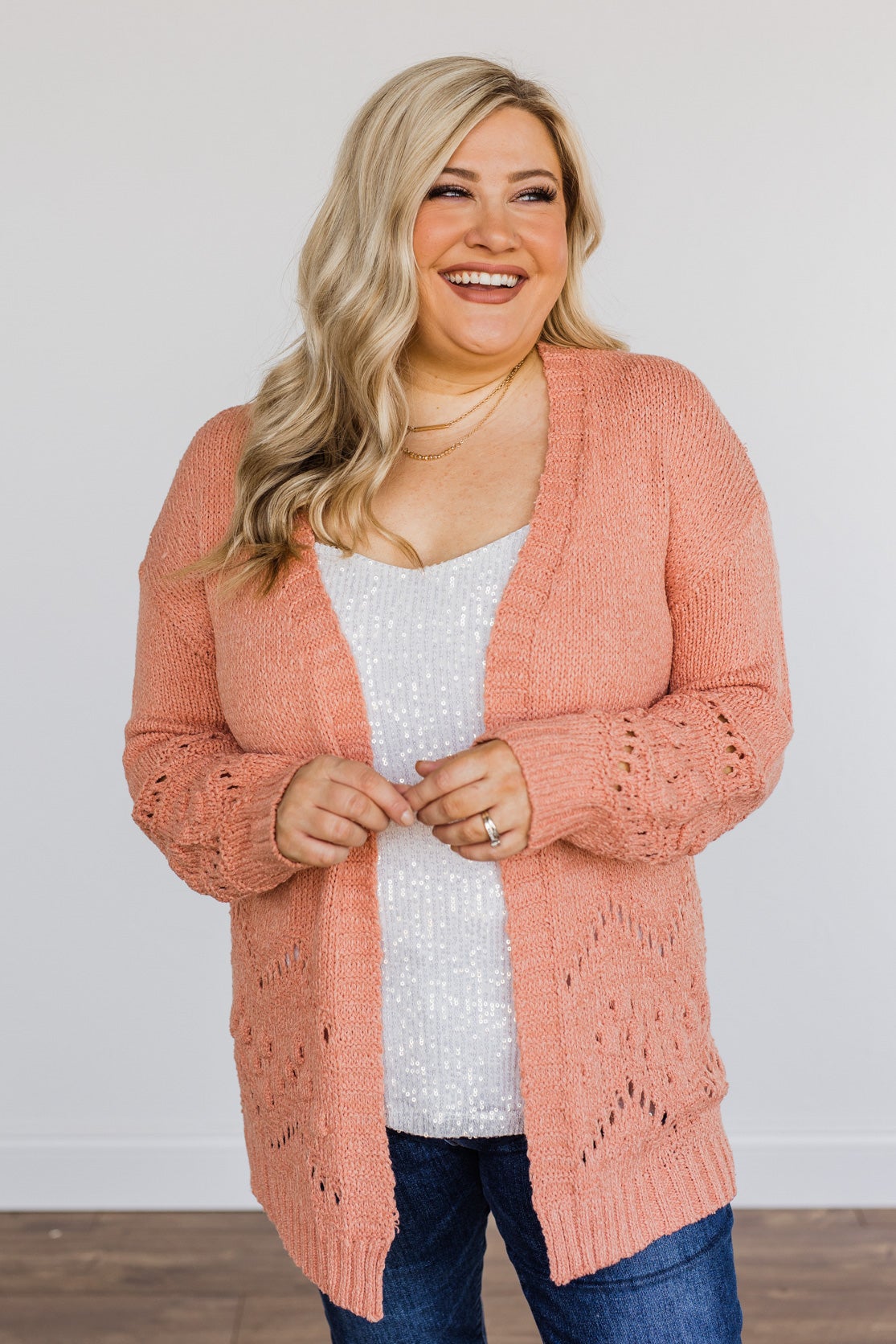 Feelin' Cozy Thick Knit Cardigan- Peach