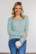 Cozy Up Waffle Knit Long Sleeve Top- Light Mint