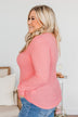 Rise To The Top Long Sleeve Henley Top- Bubblegum Pink
