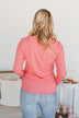 Rise To The Top Long Sleeve Henley Top- Bubblegum Pink