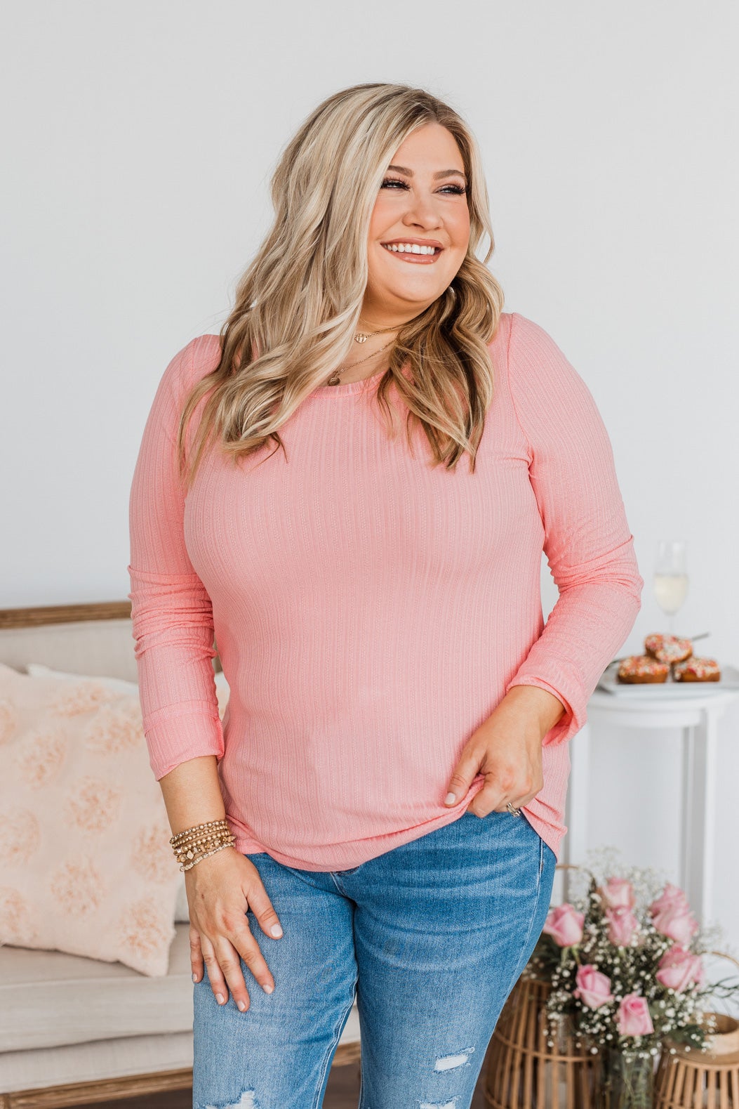 Call Me Soon Long Sleeve Top- Pink