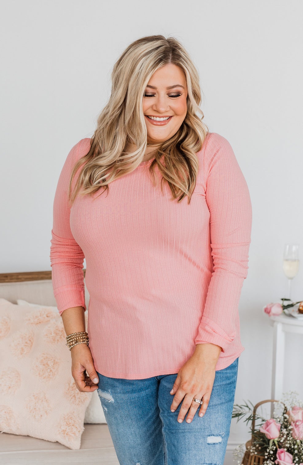 Call Me Soon Long Sleeve Top- Pink
