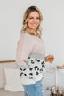 Makes My Heart Melt Color Block Sweater- Blush, Grey, & Ivory