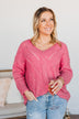 Dance Into The Night Pointelle Sweater- Bright Pink
