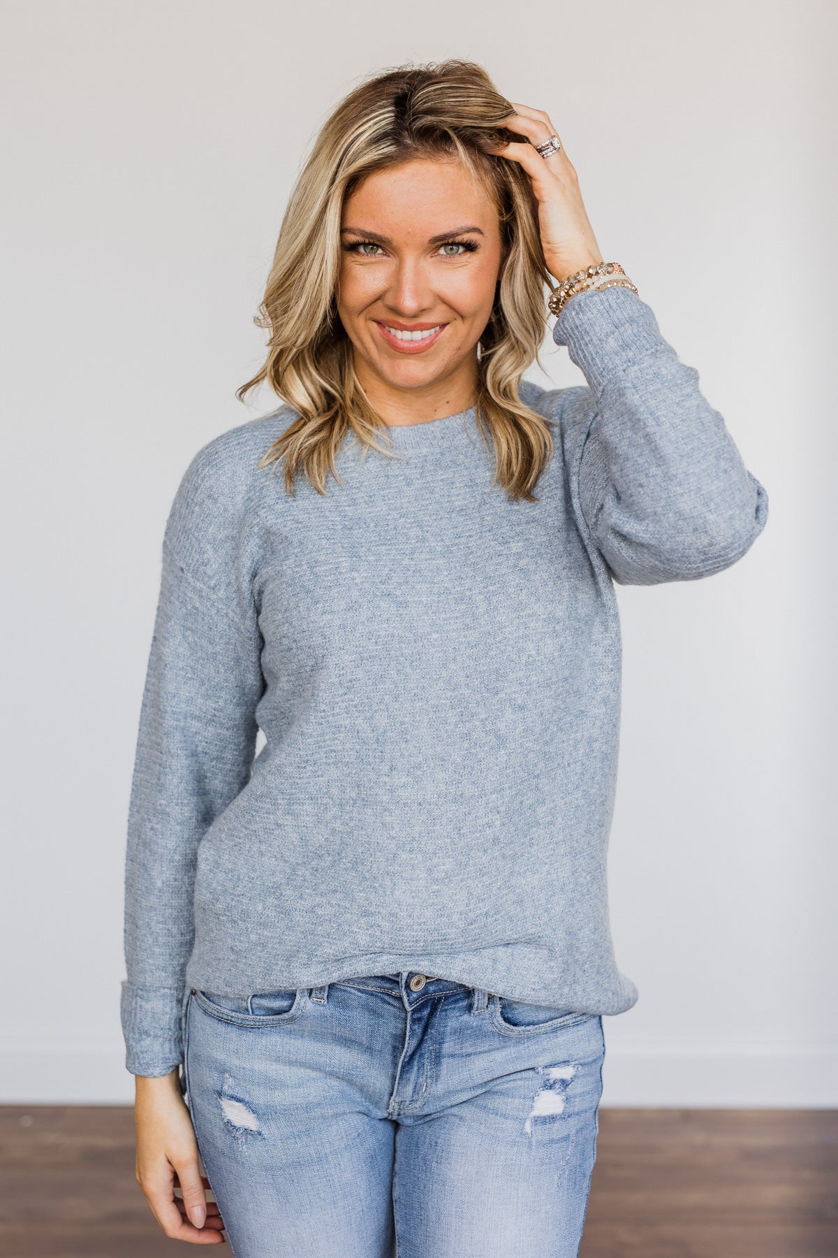 Stunningly Beautiful Knit Sweater- Denim
