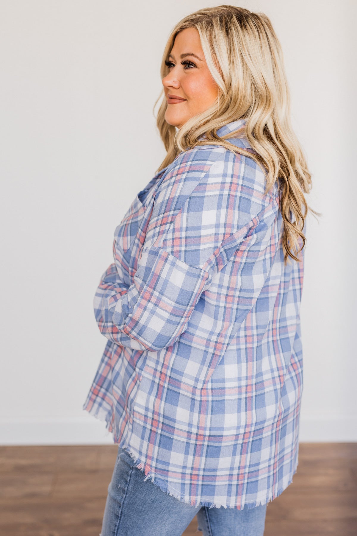 Only Thing I Dream Of Plaid Top- Blue