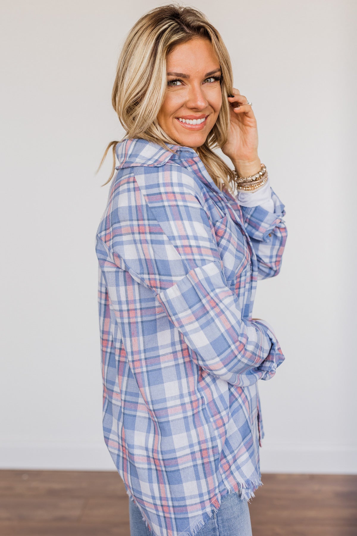 Only Thing I Dream Of Plaid Top- Blue