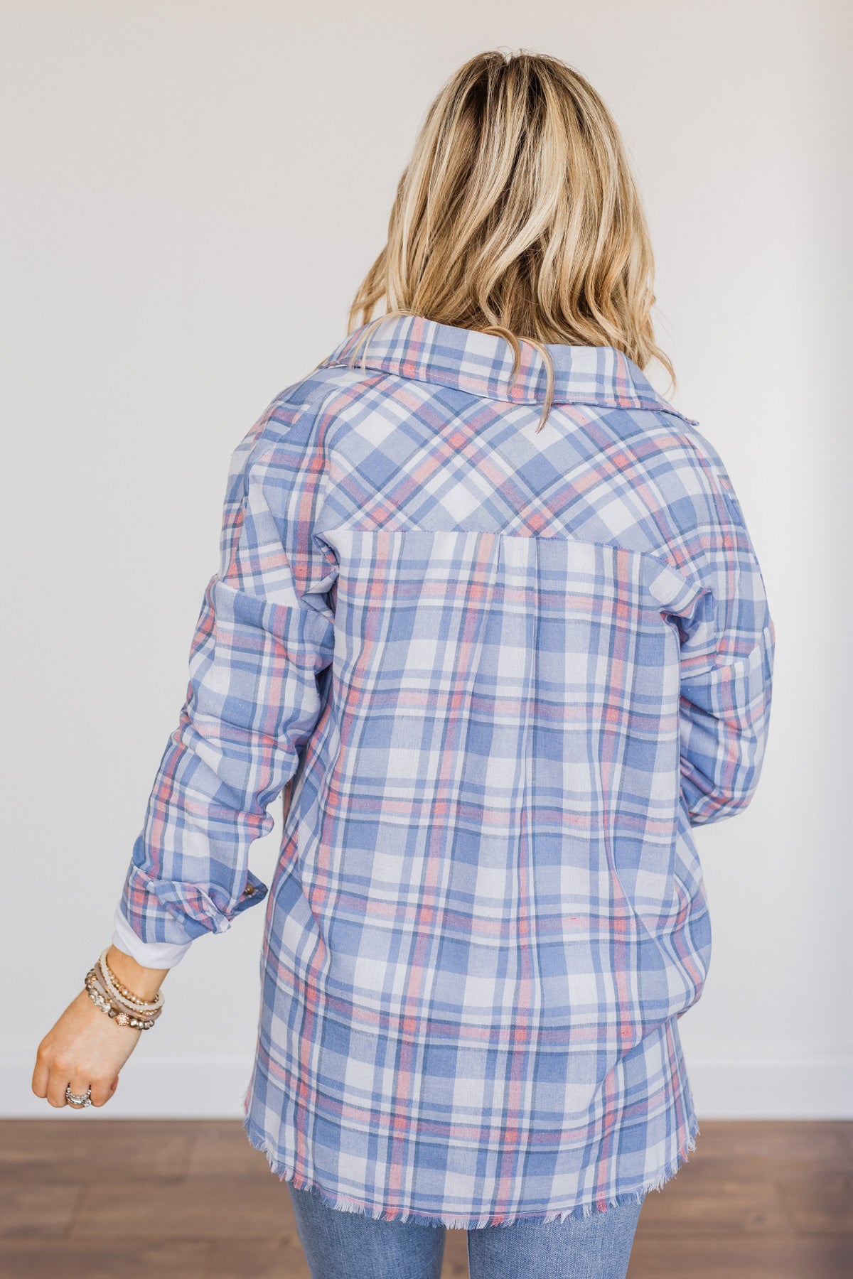 Only Thing I Dream Of Plaid Top- Blue