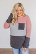 Simple Moments Color Block Top- Mauve & Charcoal